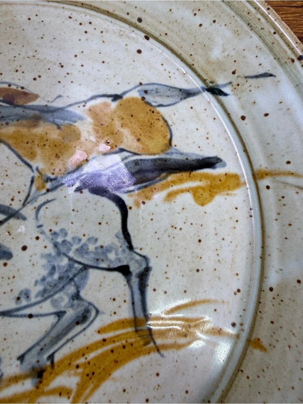Vintage Studio Pottery 14” Horse Plate Platter Hand Painted Stoneware Equestrian